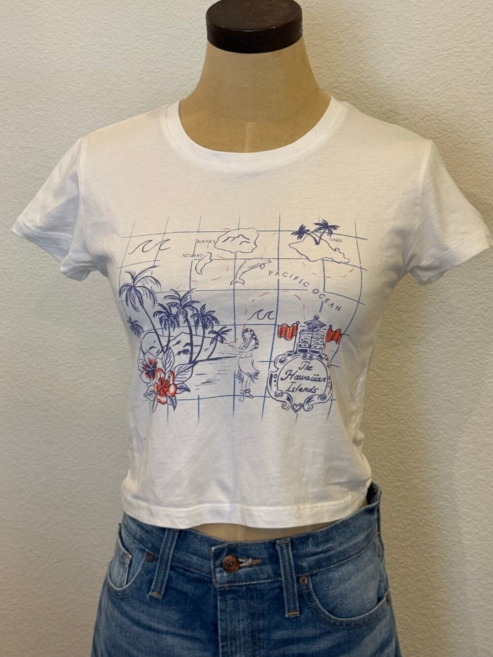 PRINCESS POLLY Hawaiian Islands cropped tee T-Shirt top US 2